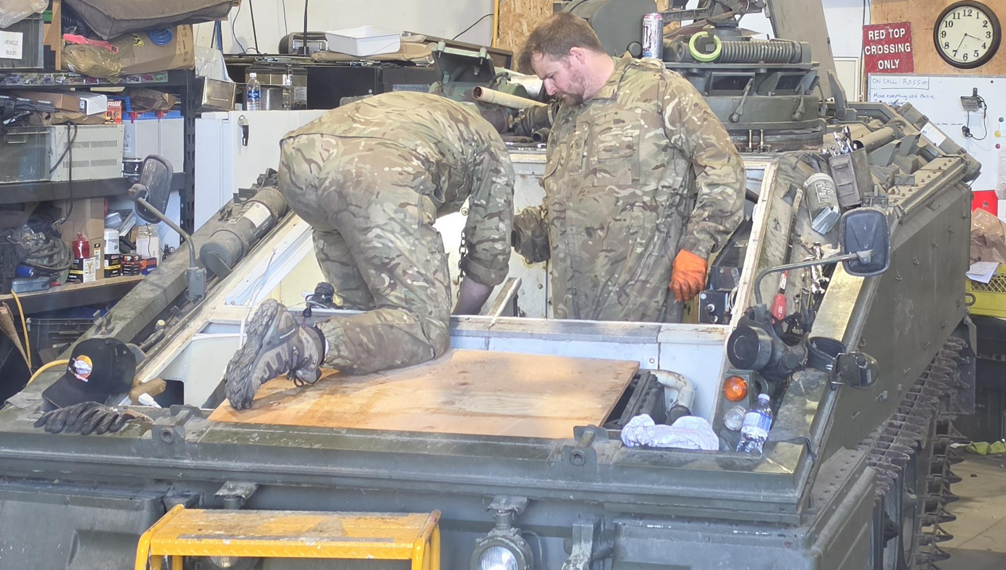 FV103 Spartan engine replacement work